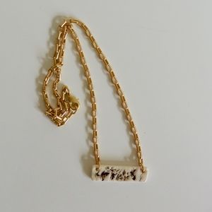 Handmade Porcelain Clay Necklace with Gold Chain